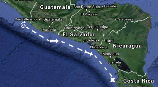 #Chiapas, MX to Playa del Coco, CR_Map