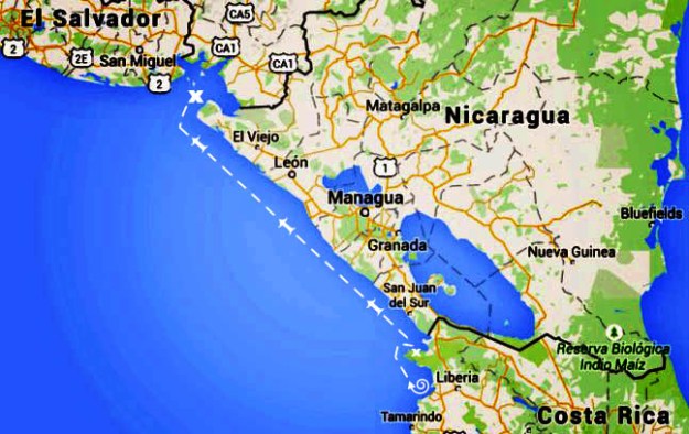 Map Bahia Huevos to Golfo de Fonseca1