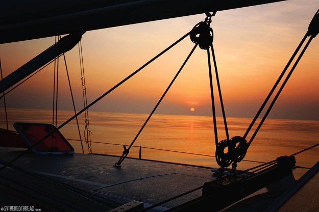 #Passage to Galapagos_Dawn becalmed